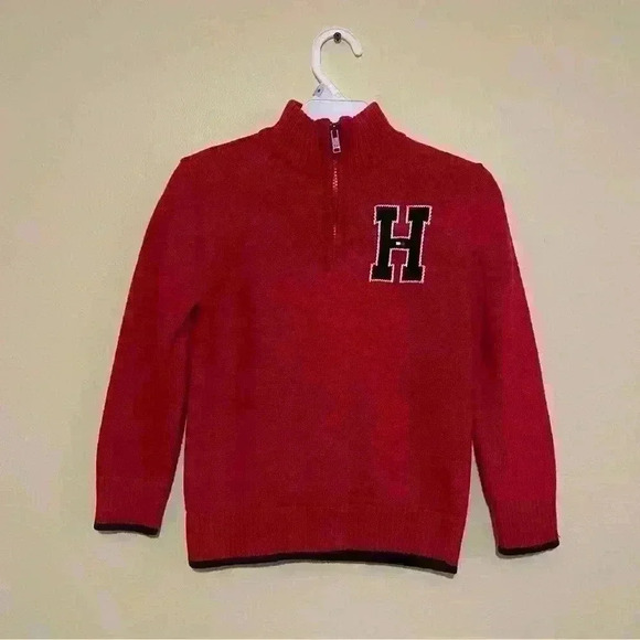 Tommy Hilfiger Boys Solid With Chest Zip Sweater size 6 Red 100 % cotton - Picture 3 of 13